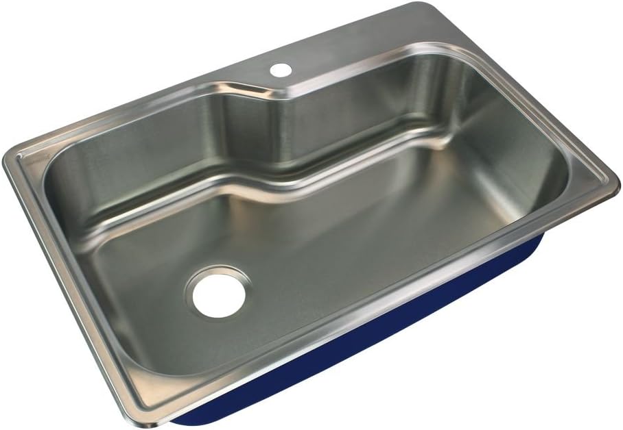 Transolid MTSO33229-1 Meridian Stainless Steel 1-Hole Drop-In Single Bowl Kitchen Sink, 22 1/64'L x 33'W x 9'H, Brushed Stainless Steel