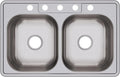 Dayton Stainless Steel 33' x 21-1/4' x 6-9/16', 5-Hole Equal Double Bowl Drop-in Sink
