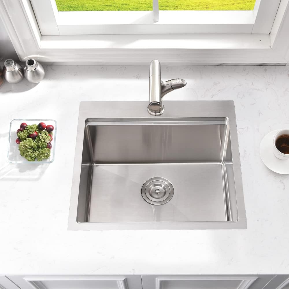 21 Inch Drop In Bar Sink Workstation-Bokaiya 21x20 Small Stainless Steel Drop In Outdoor Rv Sink Wet Bar 16 Gauge Top Mount Single Bowl Kitchen Sink with Cutting Board