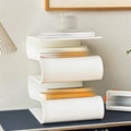 Modern Acrylic Side Table, Multi-Layer Book Shelf with Storage Space, Bedside Table Suitable for Bedroom, Living Room and Office(White)
