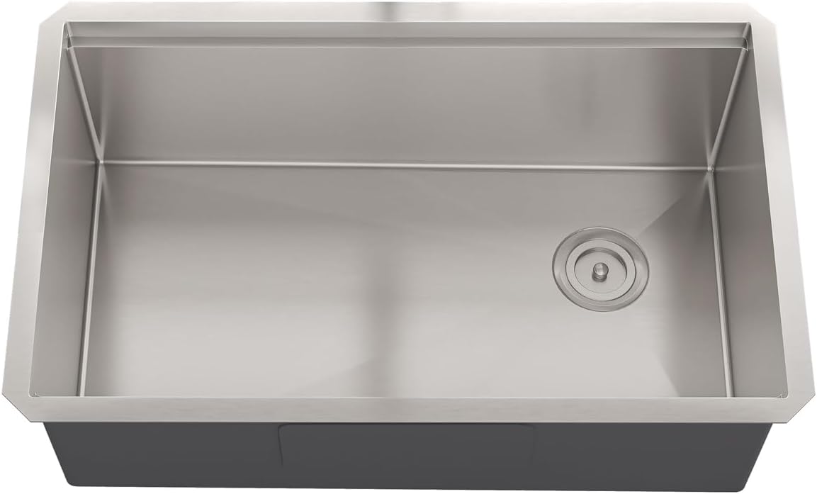 Sinber KSS0002S-OJ 30' x 19' x 10' Undermount Single Bowl Workstation Kitchen Sink with 16 Gauge 304 Stainless Steel Satin Finish 6 Accessories