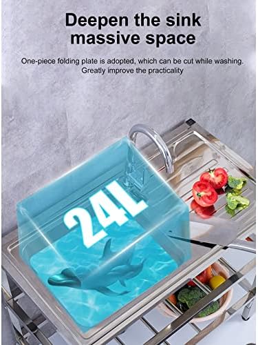 Freestanding Utility Sink,Stainless Steel Utility Sink Freestanding Single Bowl Kitchen Sinks with Hot Cold Water Tap and Drainer Unit Durable Utility Washi(Hot and Cold a-75x40x76cm