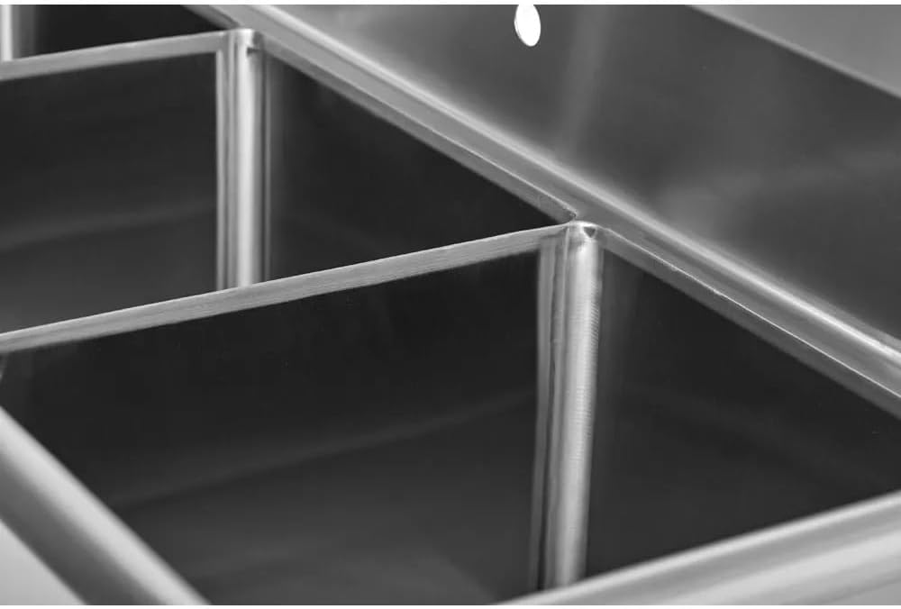 Kratos 56' 16-Gauge Stainless Steel Three Compartment Sink - 17'x17'x12' Bowls