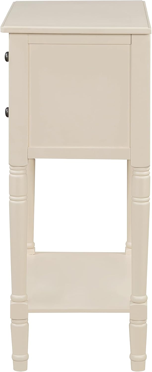 Knocbel Slim Antique Entry Console Table with 3 Drawers & Bottom Open Shelf, Solid Wood Narrow Sofa Couch Table for Entryway Hallway Living Room 23.7' W x 13' D x 31.4' H Beige