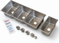 4-Compartment Drop-in Stainless Steel Concession Sink Kit, 12.75x7x6 inches (Large sink bowl), 12.75x10.5x6 inches (small sink bowl), with Strainers and Waterproof Safety Labels