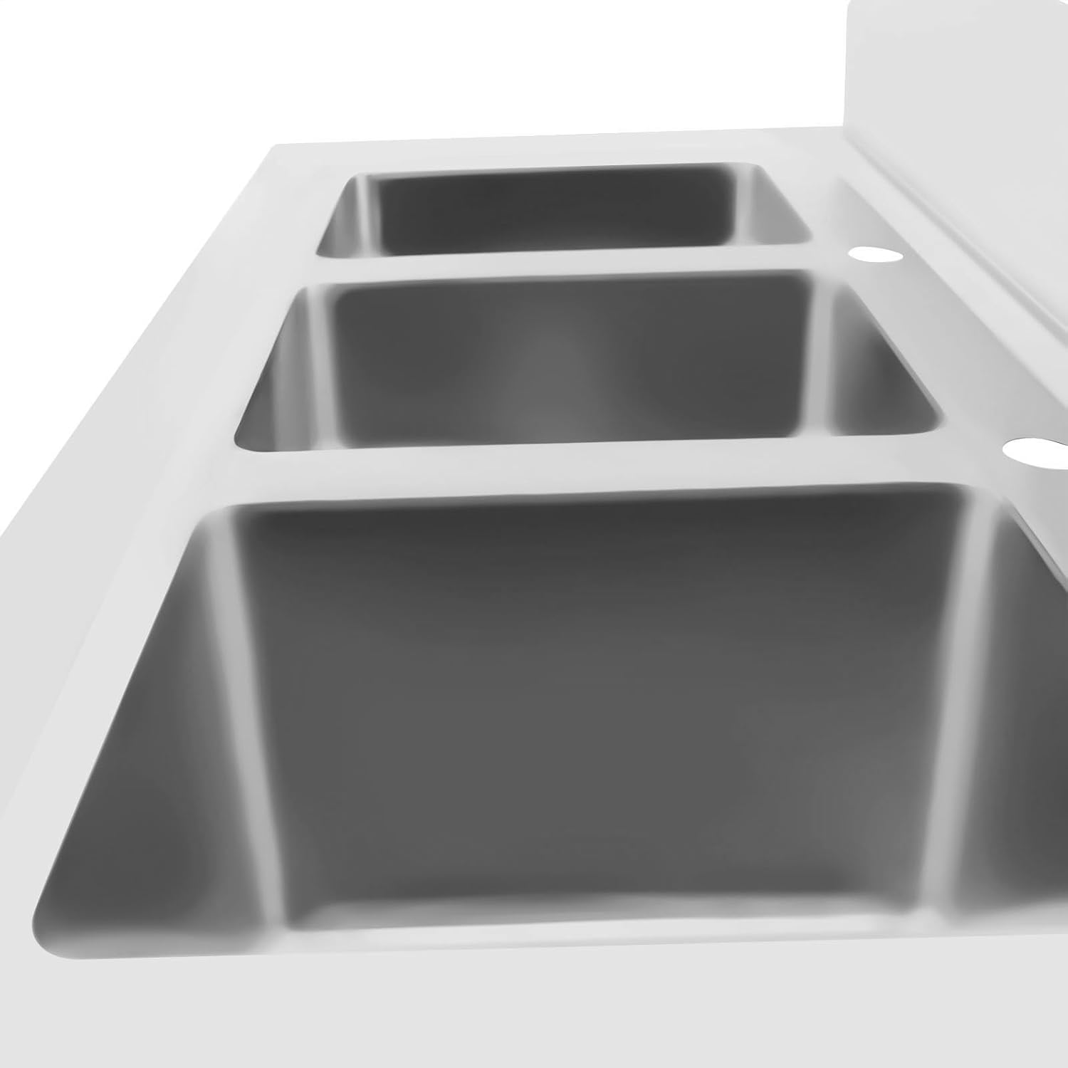 Commercial Utility Sink Stainless Steel 3 Compartment Kitchen Sink with Cold and Hot Water Pipe Freestanding Utility Sinks for Restaurant, Coffee Shop, Bar, Food Truck, 39×18×35.8 inch