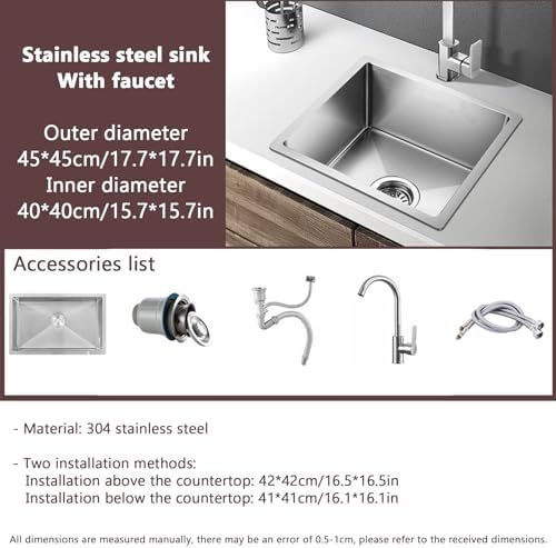 Freestanding Utility Sink,Outdoor Sink Set,Undermount Kitchen Sink,Drop in Stainless Steel Kitchen Sink,Single Bowl Kitchen Sink with Drainage Device,Workst(Set 2