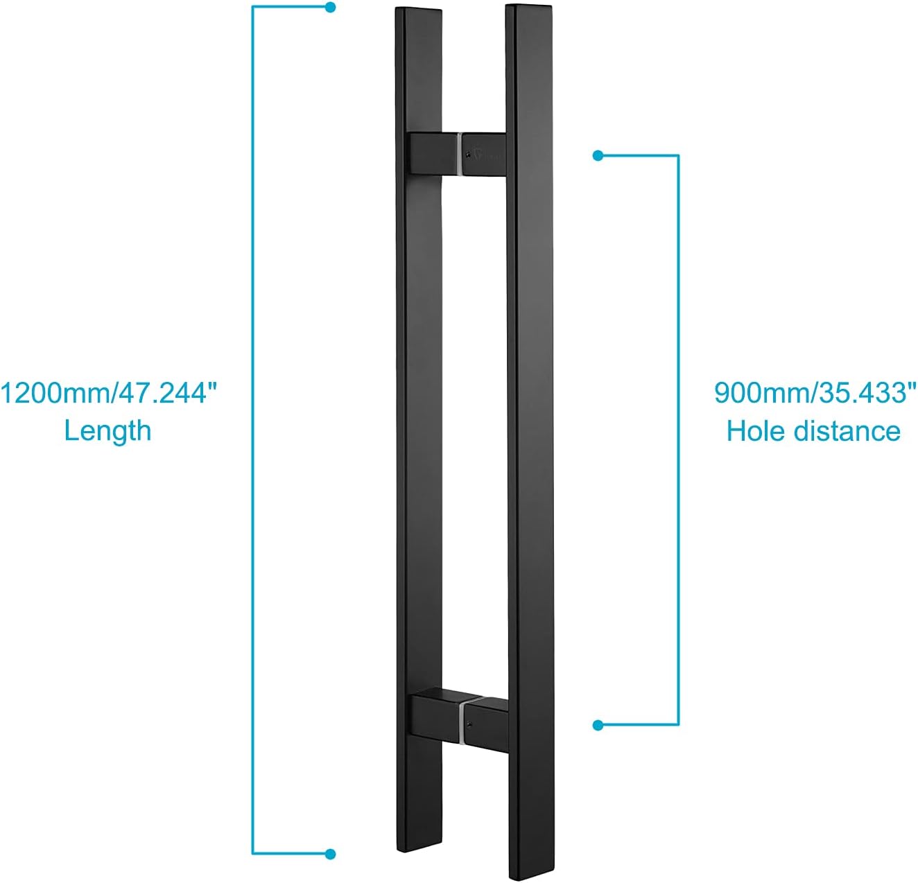 TOGU TG-6018 48 inches Solid Standoffs Heavy-Duty Commercial Grade-304 Stainless Steel Push Pull Door Handle/Barn Door Pull Handle/Glass Pulls, Matte Black Finish