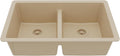 Karran 32' Bisque Quartz Composite Undermount Double Bowl Kitchen Sink with Low Divider – 50/50 Equal Bowl, 80% Natural Quartz, 535°F Heat Resistant, Sound Dampening, QU-810
