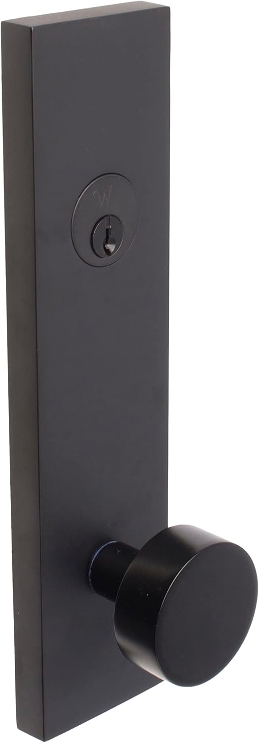 Weslock 066214242SL2D Addy Entry Handle with Mesa Knob (Keyed Handleset, Matte Black) Complete Set