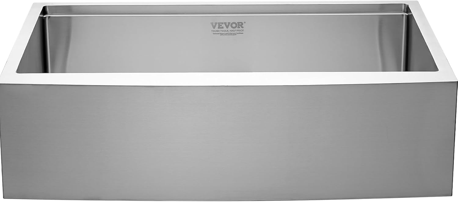 VEVOR Farmhouse Kitchen Sink, 304 Stainless Steel Drop-In Sinks, Top Mount Single Bowl Basin with Ledge & Accessories, Household Dishwasher Sinks for Workstation, Prep Kitchen, and Bar Sink, 30 inch