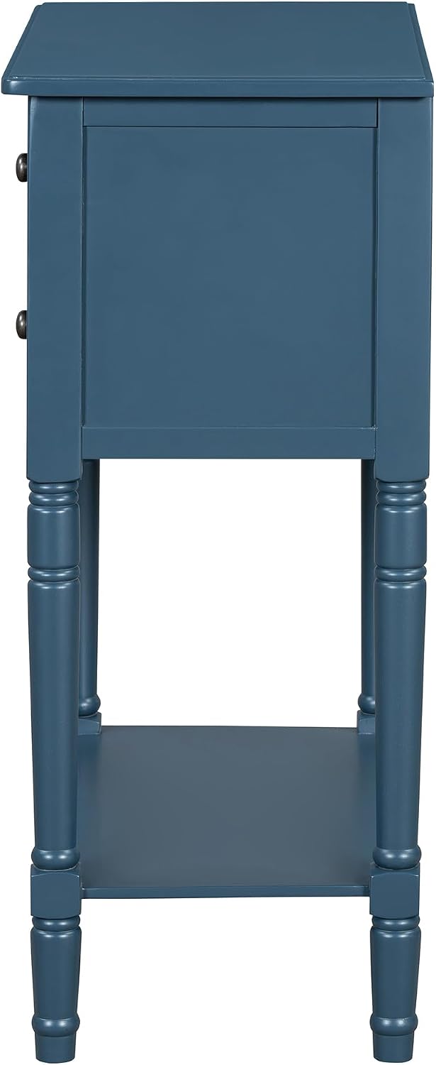 Knocbel Slim Antique Entry Console Table with 3 Drawers & Bottom Open Shelf, Solid Wood Narrow Sofa Couch Table for Entryway Hallway Living Room 23.7' W x 13' D x 31.4' H Navy Blue