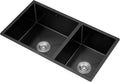 304 Stainless Steel Kitchen Sink Black Nano Double Bowl Bar & Prep Sink Square RV Sink with Downpipe and Drain Top Mount Or Undermount (Color : Black, Size : 75x43x22cm) (Black 75x43x22cm)
