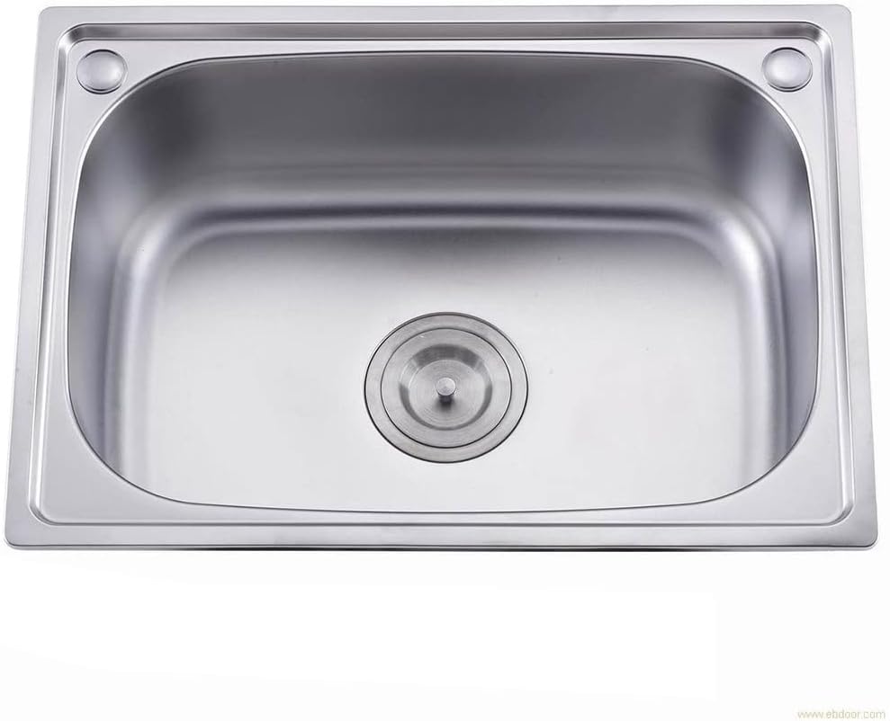 Kitchen Sink Drop-in - 16 Gauge Brushed Stainless Steel Single Bowl Kitchen Sinks - with Accessories,Silver-38x33cm