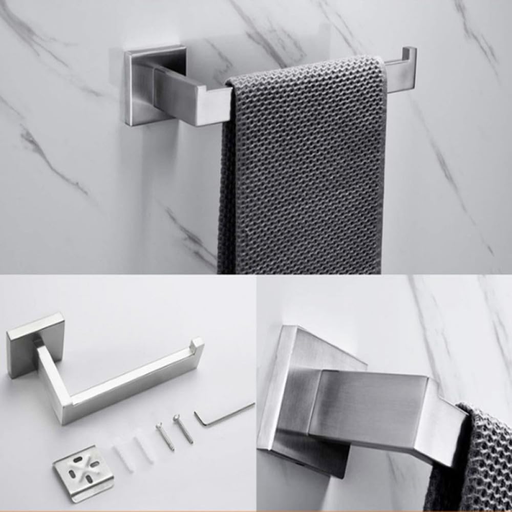 Brushed Stainless Steel Bathroom Hardware Set Towel Bar Toilet Paper Holder Clothes Hook Bathroom Roll Towel Rack Ring,Whole Set