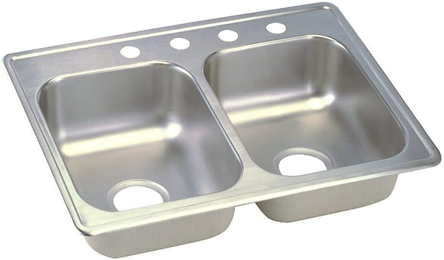 Elkay Dayton Stainless Steel 25' x 19' x 6-5/16', 5-Hole Equal Double Bowl Drop-in Sink