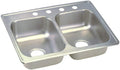 Elkay Dayton Stainless Steel 25' x 19' x 6-5/16', 5-Hole Equal Double Bowl Drop-in Sink