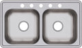 Dayton Stainless Steel 33' x 19' x 6-7/16', 5-Hole Equal Double Bowl Drop-in Sink