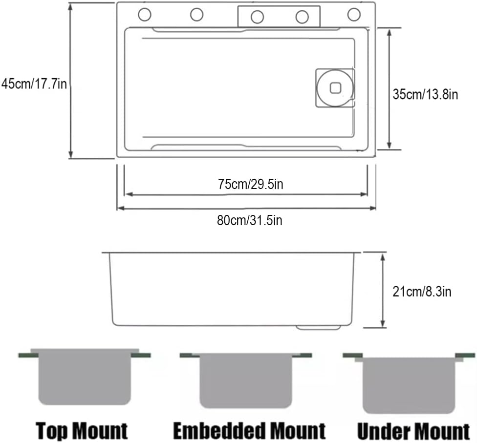 Black Stainless Steel Waterfall Sink Single Bowl Kitchen Sink with Faucet and Cup Rinser, Deep Bar Sink Drop-In/Undermount Farmhouse Workstation Sink with Accessories (31.5x17.7in)