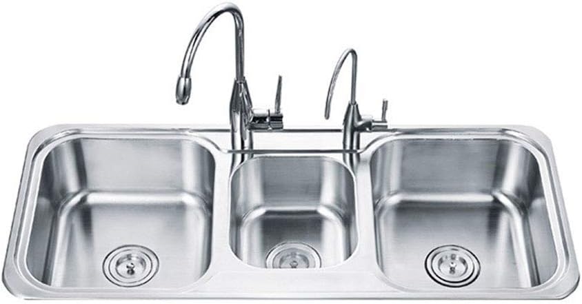 Basin Triple Bowl Kitchen Sink Stainless Steel Top Mount, Kitchen Living Room Fixture,