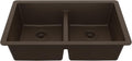 Karran 32' Brown Quartz Composite Undermount Double Bowl Kitchen Sink with Low Divider – 50/50 Equal Bowl, 80% Natural Quartz, 535°F Heat Resistant, Sound Dampening, QU-810