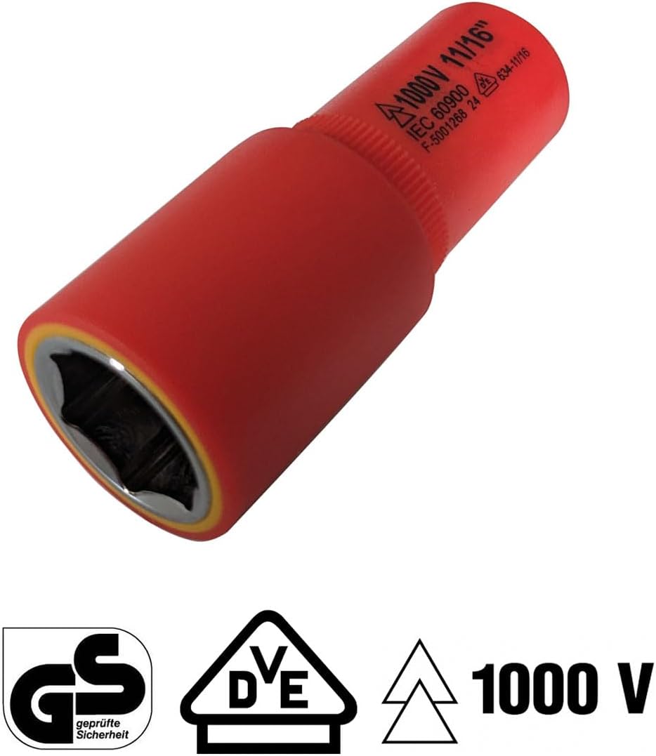 1000V VDE Insulated SAE Sockets | 10 Piece Set | 3/8' Drive
