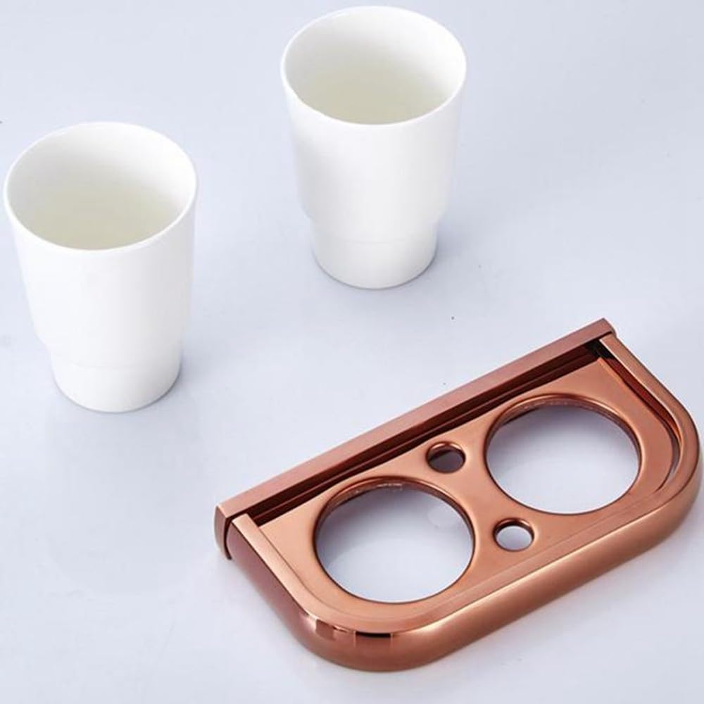 Biggers Luxury Rose Gold Copper Bathroom Accessories Set Paper Holder Towel bar soap Dish Tumbler Holder,Double Cup