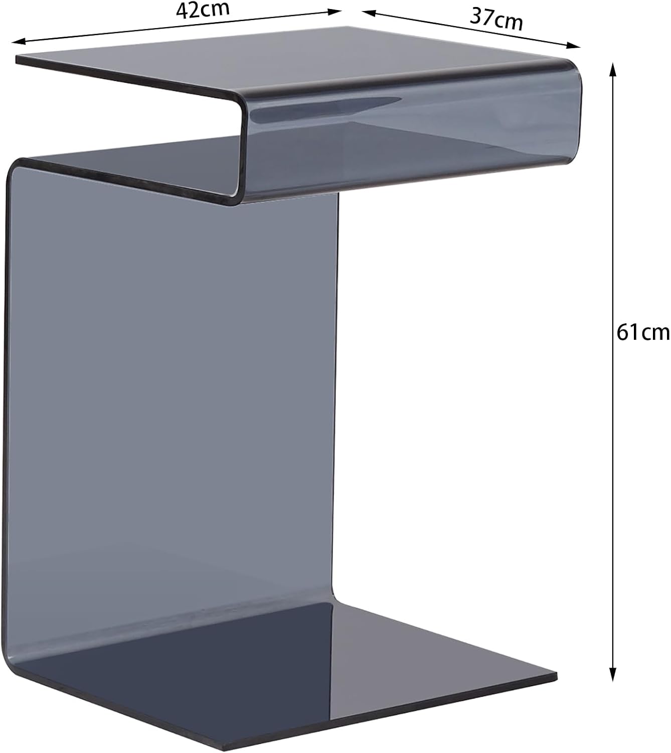 Glass Nightstand,Side Table,S-Shaped End Table for Living Room,Bedside Table for Bedroom (Grey)