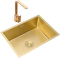 Kitchen Sink 31-inch Single Bowl Farmhouse Sink Drop-in Or Undermount Single Bowl Bar Counter Ready with Tap and Drain (Color : Gold, Size : 78×43×21cm) (Gold 78×43×21cm)