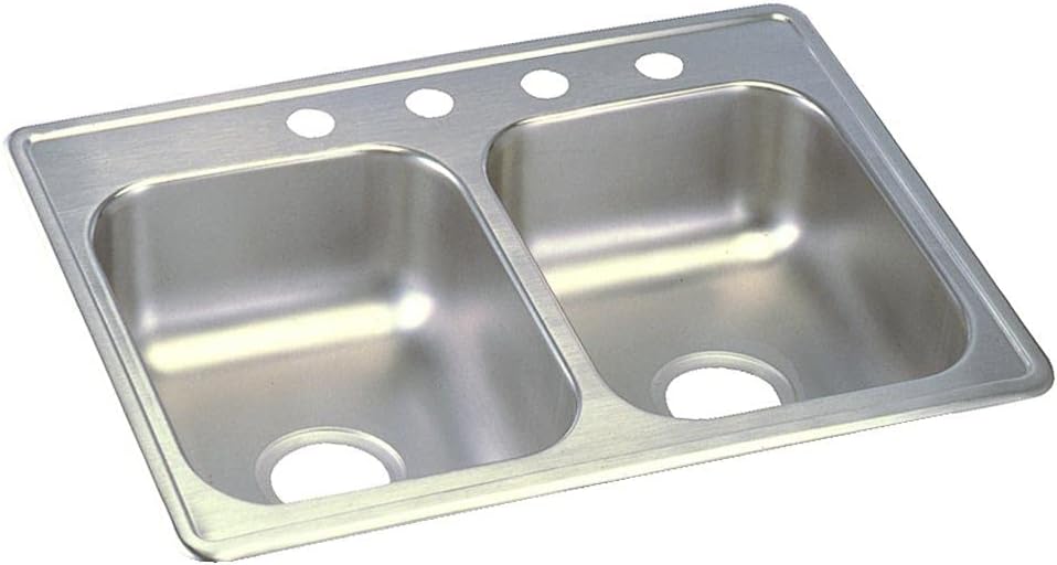 Elkay Dayton D225194 Equal Double Bowl Drop-in Sink, 25 x 19 x 6.5, Stainless Steel