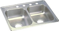 Elkay Dayton D225194 Equal Double Bowl Drop-in Sink, 25 x 19 x 6.5, Stainless Steel