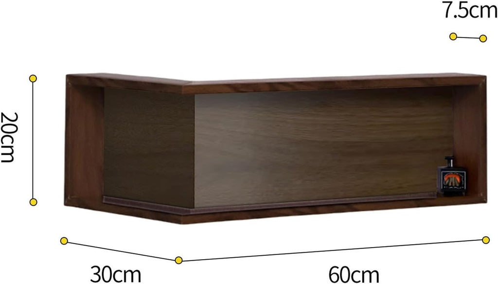 Floating Corner Shelves, Wall Mounted Display Shelf for Collectibles, Books, Plants, Space-Saving Corner Storage Rack for Bedroom, Living Room, Home Decor(1 Pack,L-Shape 30 x 60 x 20 cm)