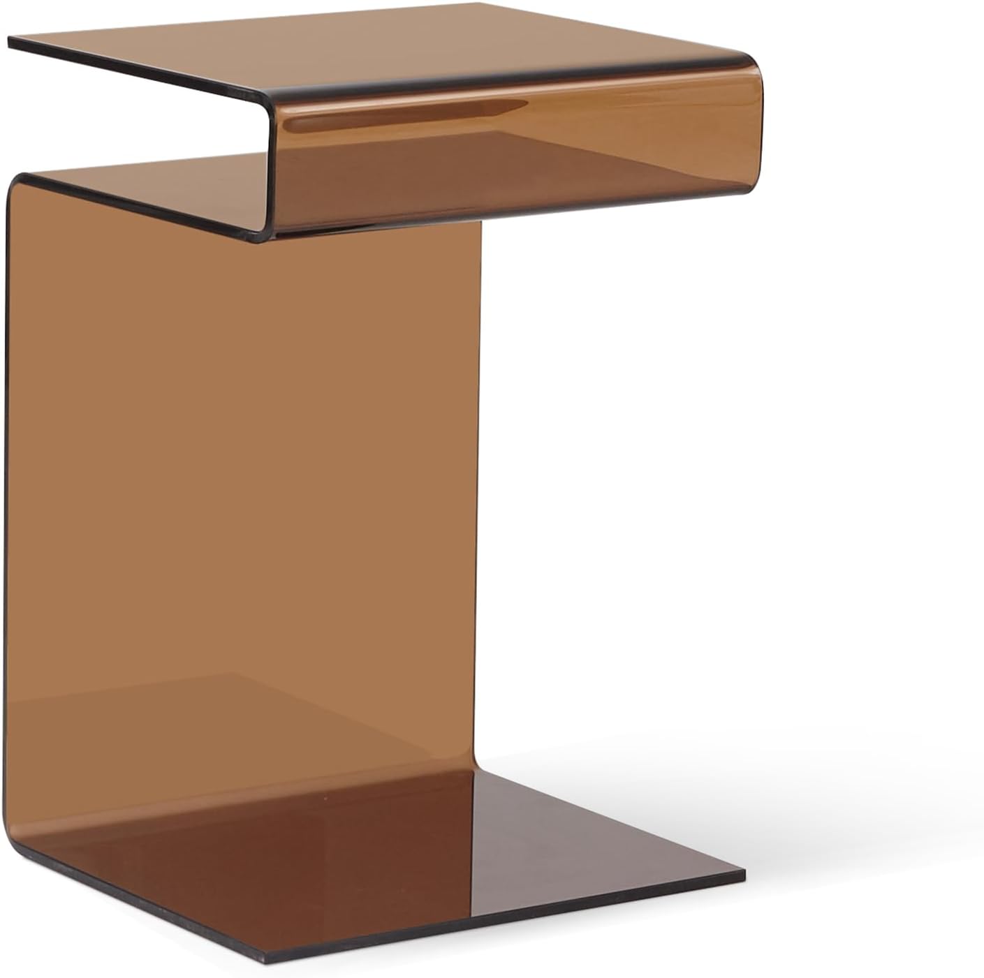 Glass Nightstand,Side Table,S-Shaped End Table for Living Room,Bedside Table for Bedroom (Brown)