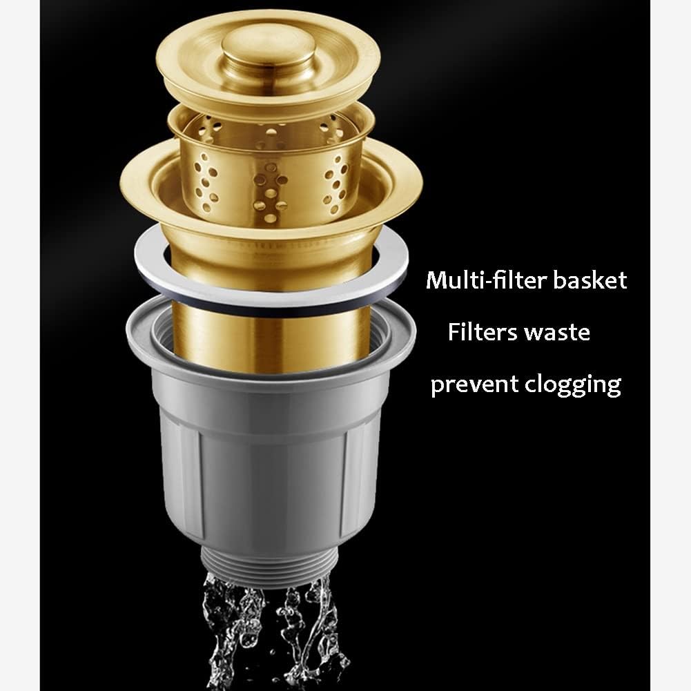 Single Bowl Kitchen Sink - Gold Kitchen Sink - Drop in & Top Mount Kitchen Sink - 16 Gauge Stainless Steel Kitchen Sinks (Color : Kit-B, Size : 53x43x22cm) (Kita 68x45x22cm)