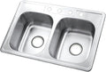 Kingston Brass Gourmetier GKTD33227 Self Rimming Stainless Steel Double Bowl Kitchen Sink 33-Inch-Length by 22-Inch-Width by 7-Inch-Height, Brushed Stainless Steel