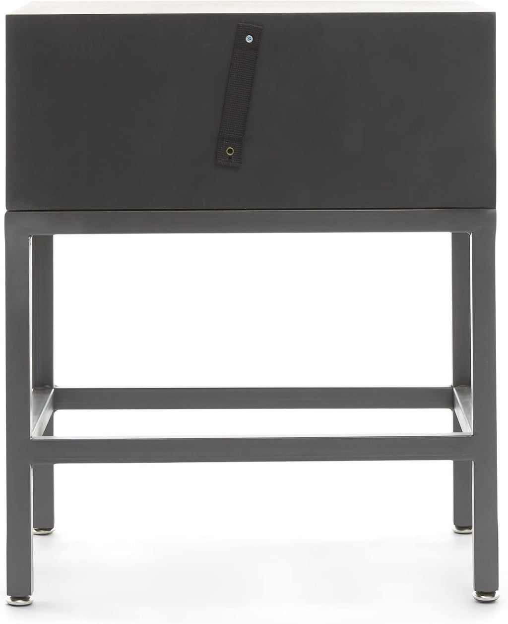 Tommy Hilfiger Hayworth Side Table, Mirrored Storage Drawer with Wood Overlay, Wooden Frame, Metal Base, Ideal in Small Spaces, EndTable, BedsideTable, Nightstand for Living Room or Bedroom, Ash Gray