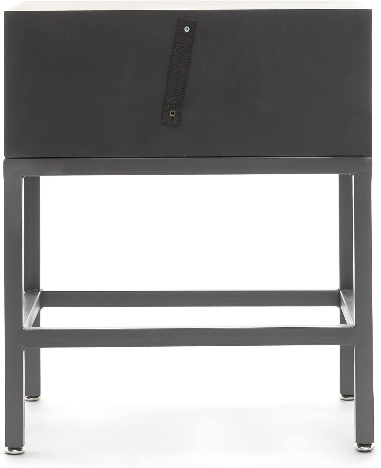 Tommy Hilfiger Hayworth Side Table, Mirrored Storage Drawer with Wood Overlay, Wooden Frame, Metal Base, Ideal in Small Spaces, EndTable, BedsideTable, Nightstand for Living Room or Bedroom, Ash Gray