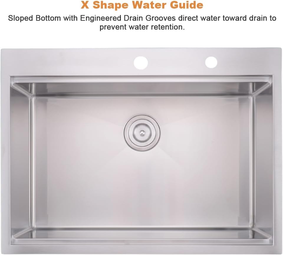 33x22 Drop In Kitchen Sink Workstation-Bokaiya 33 Inch Stainless Steel Drop In Sink Topmount 16 Gauge 10 Inch Deep Above Counter Single Bowl Kitchen Sink with Cutting Board