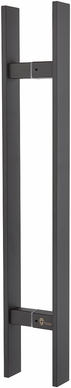 TOGU TG-6018 71 inches Solid Standoffs Heavy-Duty Commercial Grade-304 Stainless Steel Push Pull Door Handle/Barn Door Pull Handle/Glass Pulls, Matte Black Finish