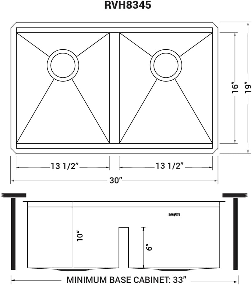 Ruvati 30-inch Workstation Ledge 50/50 Double Bowl Undermount 16 Gauge Stainless Steel Kitchen Sink - RVH8345