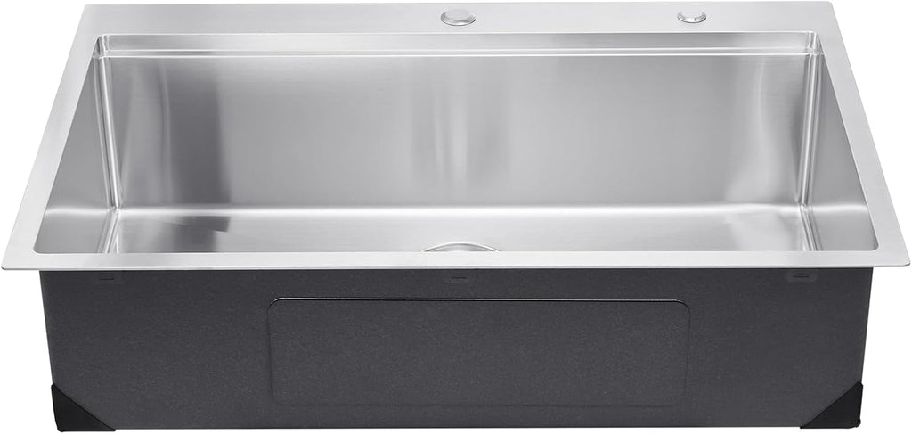 VEVOR Drop In Kitchen Sink 33 Inch Kitchen Sink Workstation, 304 Stainless Steel Top Mount Sinks, Drop-In Single Bowl with Ledge & Multiple Accessories Sink for RV, Prep Kitchen, Bar 33 x 22 x 9inch