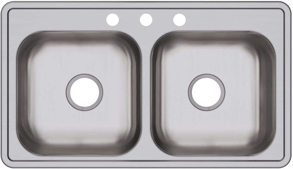 Elkay D233194 Dayton Equal Double Bowl Drop-in Stainless Steel Sink 33 x 19 x 6.5