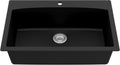 Karran QT-712 33 Inch Drop-In Quartz Composite Single Bowl Kitchen Sink, Top Mount, 1-Hole, Heat & Scratch Resistant, Easy Clean, Black