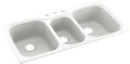 Swanstone KS04422TB.010-3 3-Hole Solid Surface Kitchen Sink, 44' x 22', White