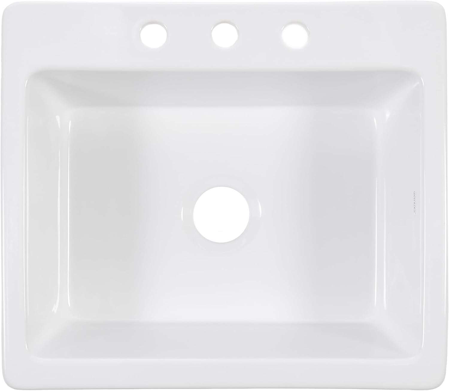 Sinkology Jackson 25 Inch White Fireclay Drop-In Kitchen Sink, Single Bowl, 3 Faucet Holes, Fits 28 Inch Cabinet, Surefire Finish