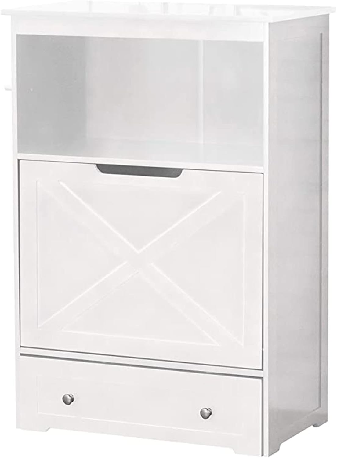 zoovilla Windsor Pet Feeders with storage - dog bowl stand, pet feeder station, White 13.78?D x 24.02?W x 35.04?H
