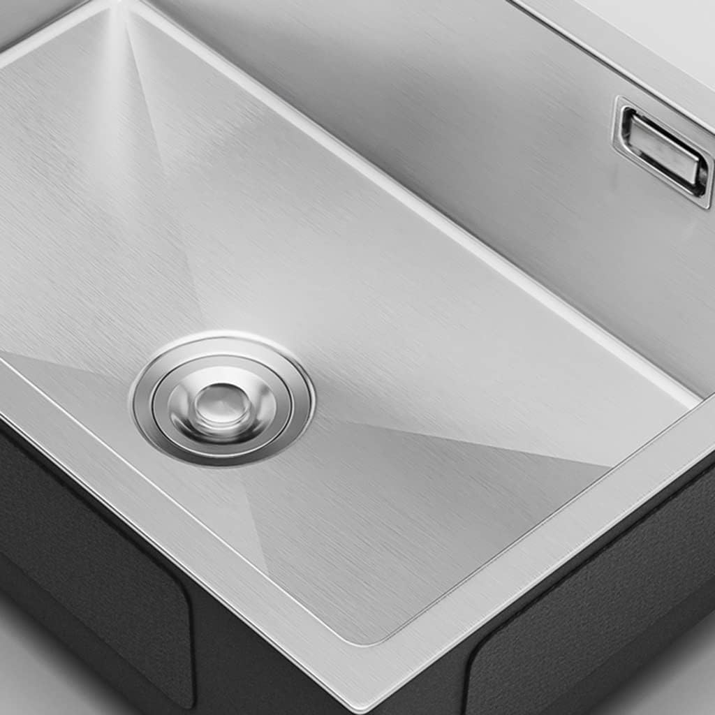 Kitchen Sinks, Sussingle Bowl Kitchen Sink Brushed Bar Prep Sink Rv Sink Laundry Tub for Indoor Outdoor with Faucet & Drain Assembly Drop in or Undermount (A-60 * 45 * 21Cm