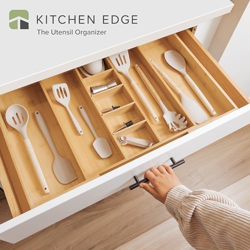 KitchenEdge Premium Silverware, Flatware and Utensil Organizer - Expandable from 16 to 28 In and Adjustable Kitchen Drawer Organizer - Expandable from 16 to 28 In Bundle