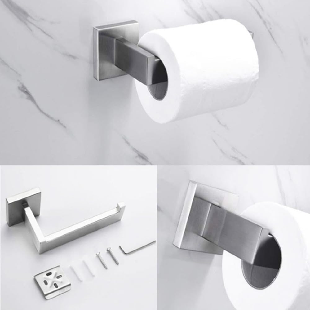 Brushed Stainless Steel Bathroom Hardware Set Towel Bar Toilet Paper Holder Clothes Hook Bathroom Roll Towel Rack Ring,Whole Set