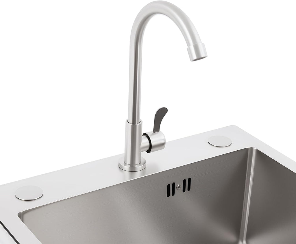 Utility Sinks Commercial Stainless Steel Sink Freestanding Triple Bowl Kitchen with 2 Cold and Hot Water Faucets Hoses Drain Kit Indoor Outdoor for Kitchens Garage Laundry Room